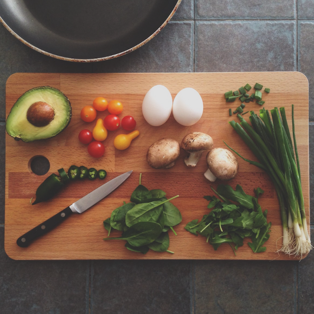 Nutritious food on a chopping board.