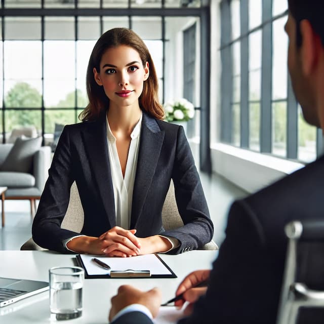 Woman in an interview.